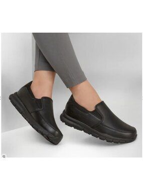 Skechers Womens Work Relaxed Fit Nampa Annod SR Slip-On Shoes Black Size 6.5